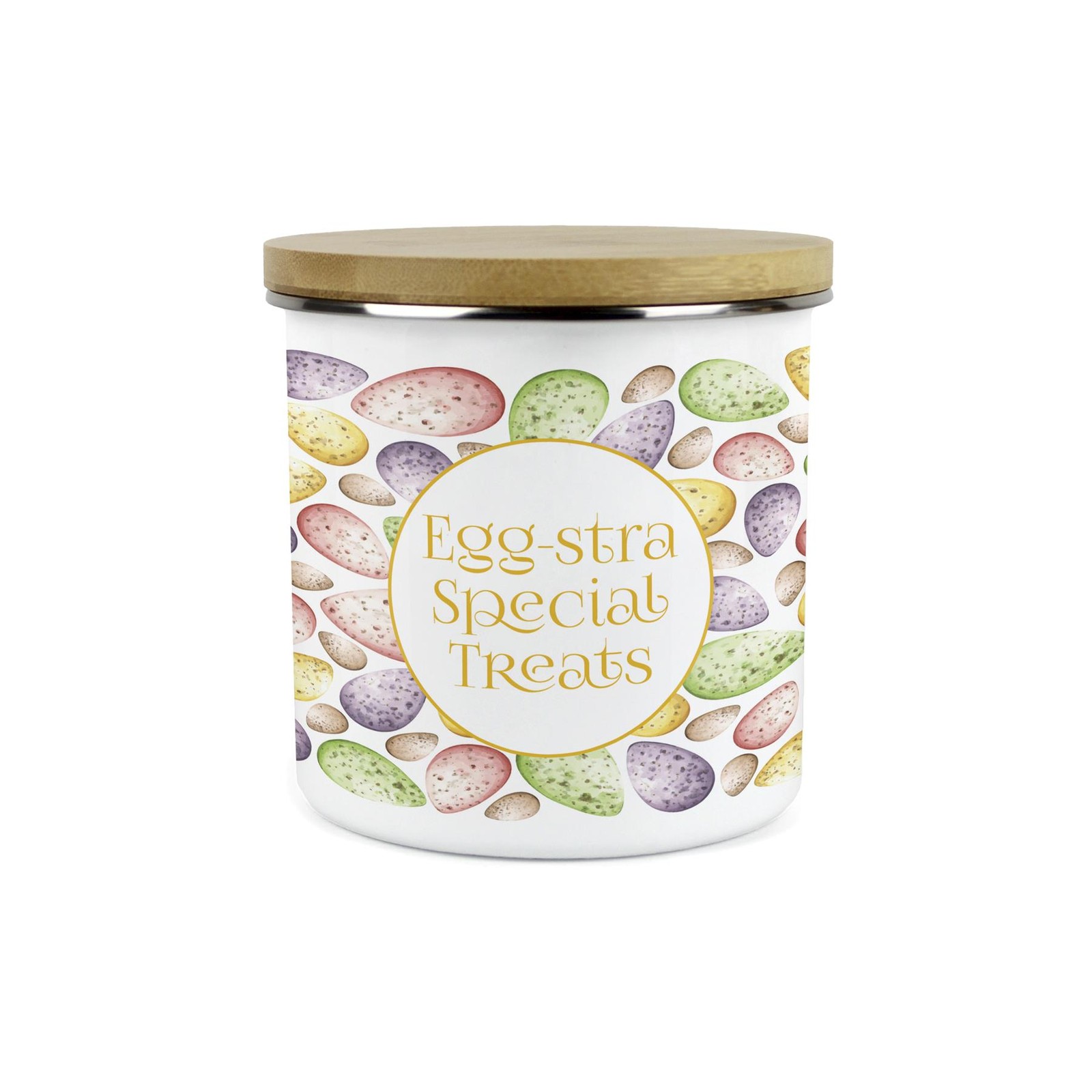 Mini Speckled Eggs Treats Canister - 1.2L Easter Seasonal Kitchen Storage Gift