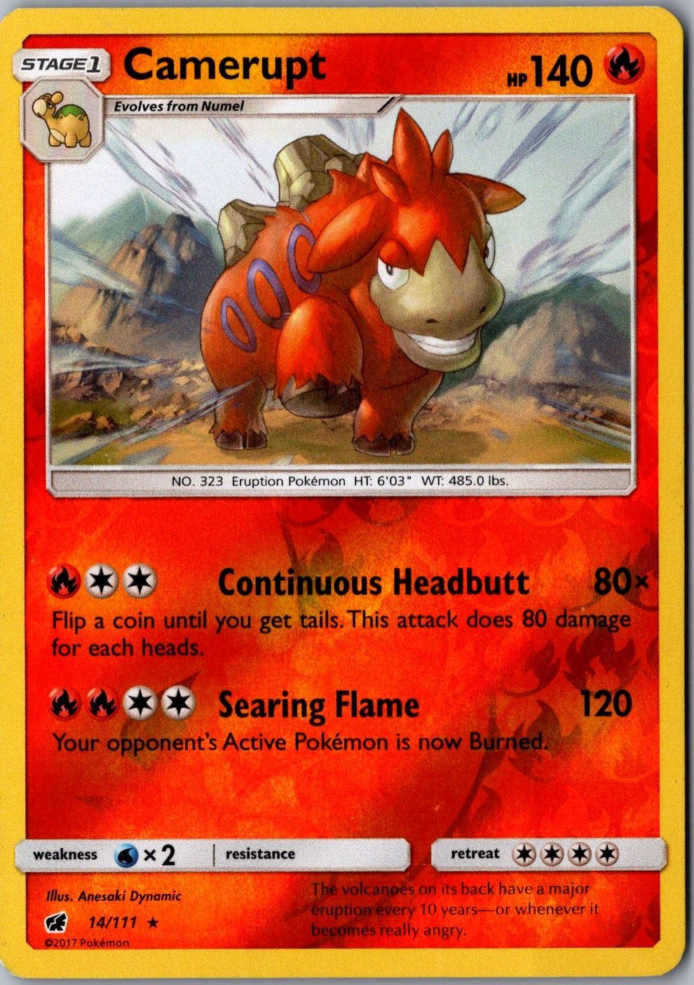 Camerupt Reverse Holo 14/111 Rare Crimson Invasion Lightly Played Pokemon Card