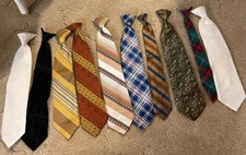 10 Vintage Clip-on Neck Ties Lot - NEAT LOT of Ties