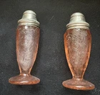 Vintage Depression Glass Salt and Pepper Pink Poinsettia by Jeannette