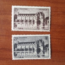 France num Yvert 610-611 ** MNH Château chenonceaux Année 1944