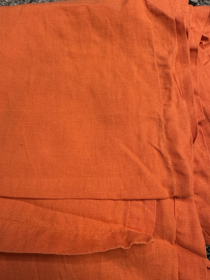 Pottery Barn 100% Linen Table Runner Solid Tangerine Orange 18"x90" - Image 2 of 4