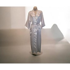 VTG California Dynasty Satin Lace Robe S Bridal Pearl USA Boudoir Old Hollywood