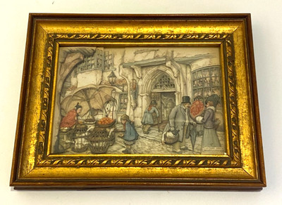 Anton Pieck Street Scene 3D Hand Cut Vue D'Optique E Kay Martin Framed