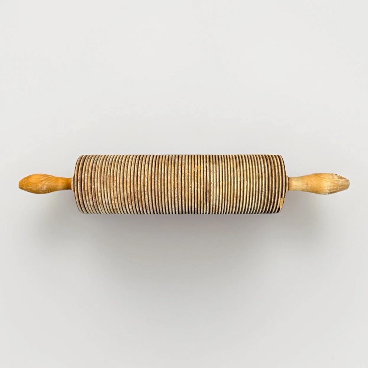 Vintage Primitive Lefse Wooden Grooved Rolling Pin Baking Roller 19” Decor