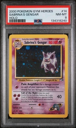 Sabrina's Gengar #14/132 Gym Heroes Holo Rare PSA 8 *SWIRL*