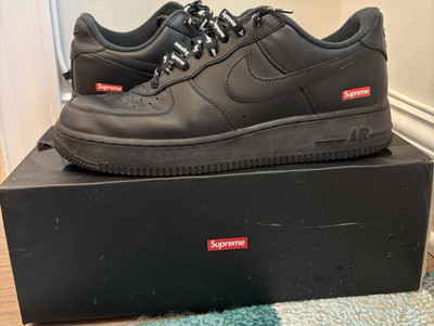 Nike x Supreme Air Force 1 Low US M 9.5 OG Box Logo Black Leather  CU9225-001