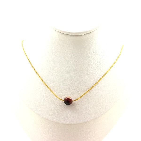 Halskette 1 Perle Achat Traum- 8 Mm. Kette Stahl Golden Edelstahl-image