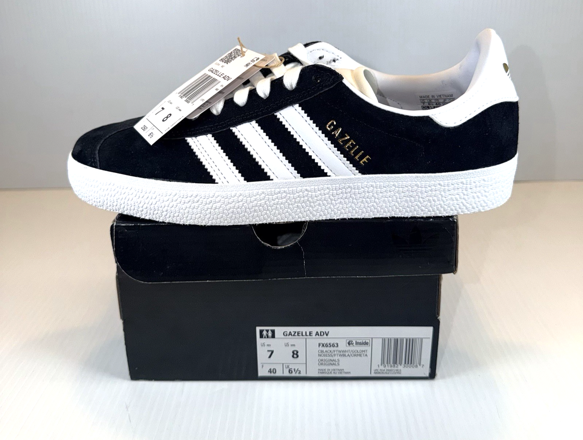 Adidas Gazelle ADV Casual Shoes Core Black White FX6563 Men's Sz 7