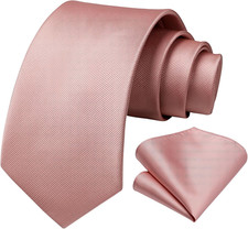 Mens Ties Solid Color Ties for Men Formal Necktie with Pocket Square Set Satin S