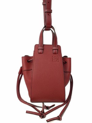 LOEWE Hammock Drawstring Bag Mini 2WAY Bordeaux Ivory Leather Tote DustBag #T633