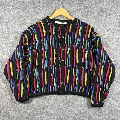 VTG Kitty Hawk by Vivian Wang 3D Knit Sweater Coogi Style Size Large 90s 80s