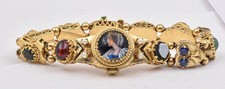 Vintage RARE 14k Yellow Gold OMEGA signed gemstone Slide bracelet Wristwatch