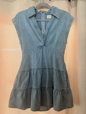 Alice and Olivia Mila Deep V Twist Front Denim Mini Dress Size 6