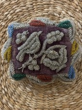 Stunning Antique Beaded Pin Cushion/Pillow  Iroquoise Native American Bird
