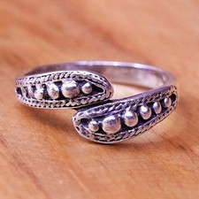 Size 6.25, mexico Sterling 925 silver handmade ring, 925 modern beads band