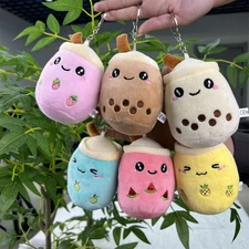 Cartoon Milk Tea Keyring Stuffed Boba Doll Plush Toys Gifts Bubble Tea Keychain