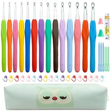 50 Piece Crochet Hook Kit 14 Sizes Ergonomic Soft Handles With Carry Case
