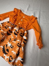 Halloween Dress Girls 18-24M Orange Pumpkin Bat Ghost Ruffle Long Sleeve Party