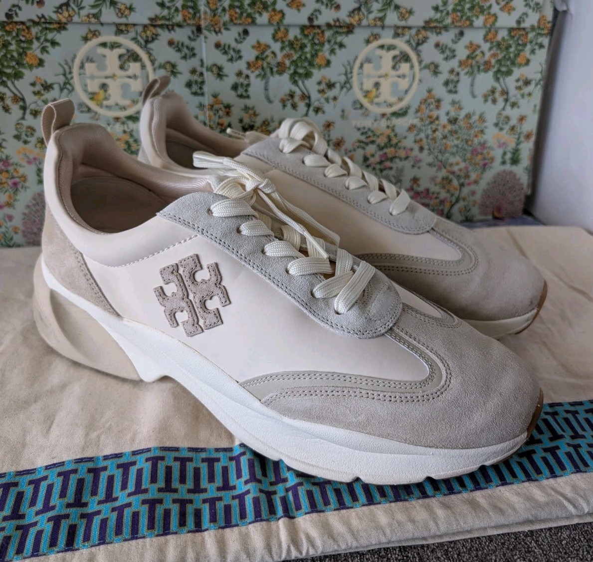 Tory Burch Good Luck Trainer White/New Ivory Sneakers Size 13M | eBay
