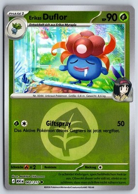 Pokemon Karte Erikas Duflor Erhabene Helden 002/217 Reverse Holo NM