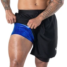Kewlioo Men's Sauna Shorts 2-in-1 Double Layer Compression Gym Workout Athletic