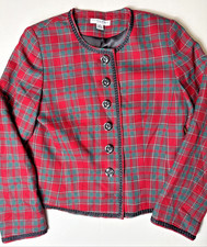 Vintage Pendleton Petites Wool Plaid Jacket Size 8 Womens Button Front Red Green