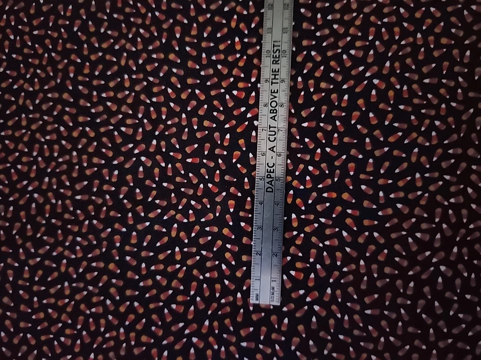 Halloween CANDY CORN Micro Print Black Cotton Quilt Scrapbook Fabric 1/2 Yard  - Image 4 of 4