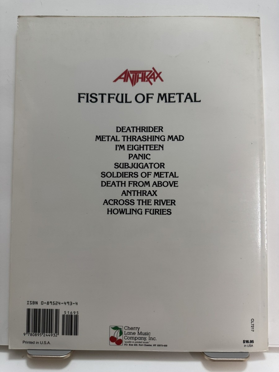 Anthrax, Fistful of Metal, Guitar tab, Songbook, 1990 | eBay