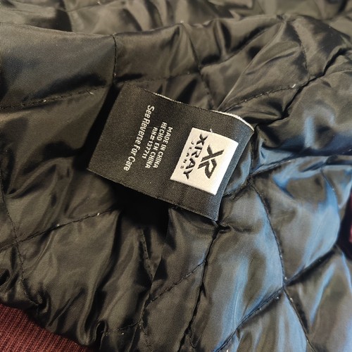 Giacca Bomber XR X Ray Jeans Ecopelliccia Borgogna Toppe Militari *Leggi - Foto 13 di 24