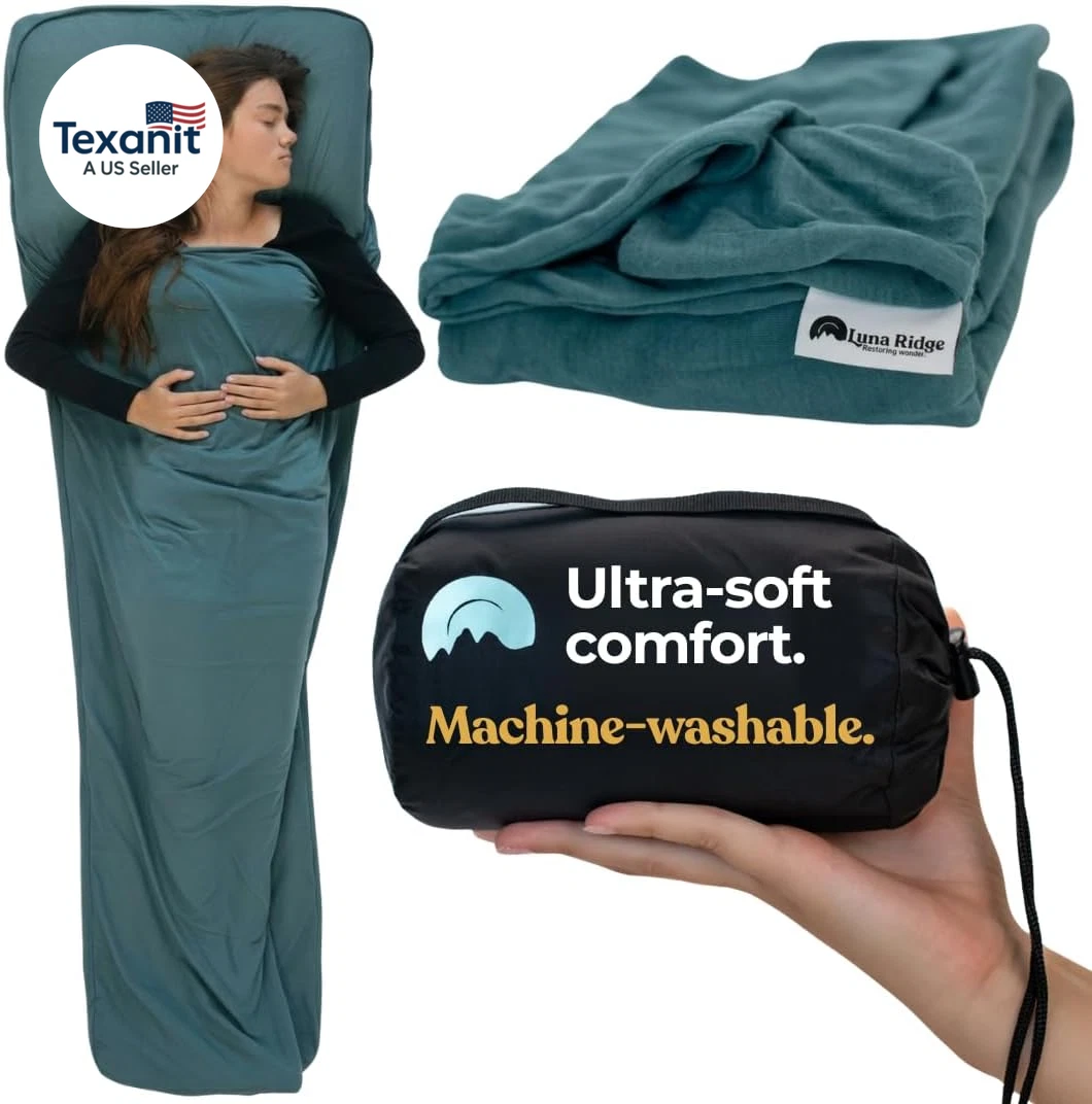 Sleeping Bag Liner for Hot or Cold Weather Camping, Ultra-Soft, Washable 86X35"
