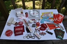 LARGE LOT OF COCA COLA SMALLS, KEYCHAINS, SIGN, KNIVES, LIGHTERS, OPENERS, ETC.
