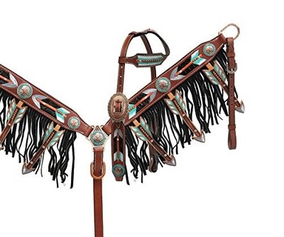 Showman Cut-out Arrow Design Leather Headstall and Breast Collar Set