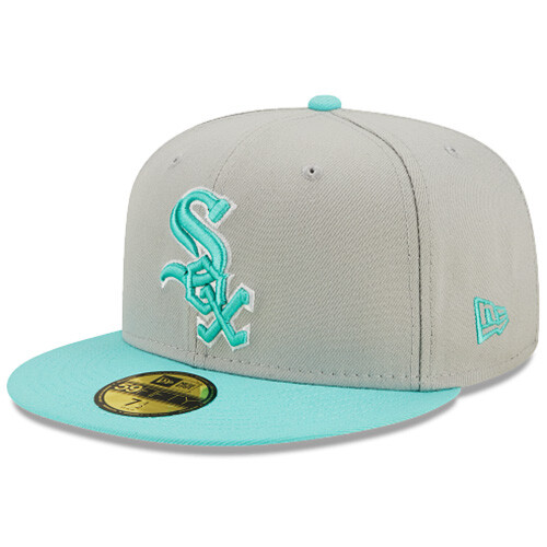 New Era Chicago White Sox Fitted Hat MLB Customized Gray Mint Blue 2 Tone Cap - Afbeelding 2 van 8