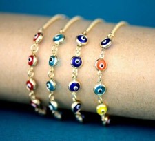 14k Yellow or White Gold Evil Eye Bracelet
