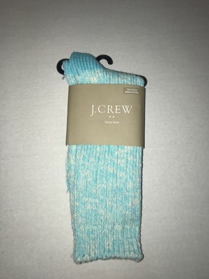 CREW Aqua Blue NWT Women’s J Heathered Turquoise CAMP SOCKS Cozy COTTON BLEND