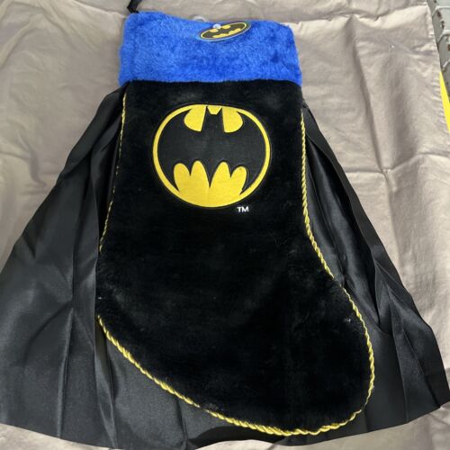BATMAN LOGO STOCKING WITH CAPE UNIQUE NEW 16” BY KURT ADLER - Picture 1 of 6