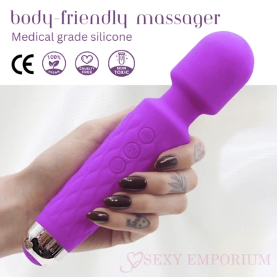 SEXY EMPORIUM Powerful Massaging Wand Stimulator USB 20 Vibration Mode Waterproof Purple UK