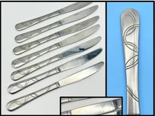 Lot of 7 Stainless Steel 8-7/8" Cambridge Silver Co. Table Knives Frosted Glossy