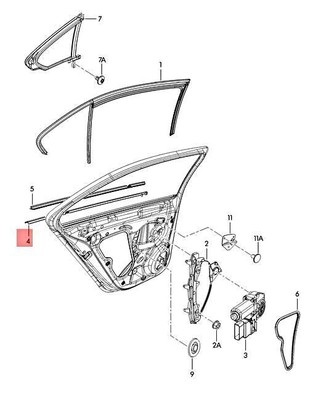 Genuine Window Slot Seal With Trim Strip VW Jetta Syncro Vento 5C6839476B3Q7