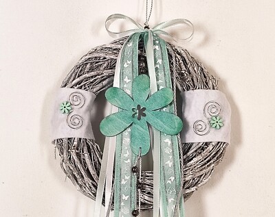 Kranz türkranz shabby türkis mint modern türdeko fenster hänger wanddeko vintage