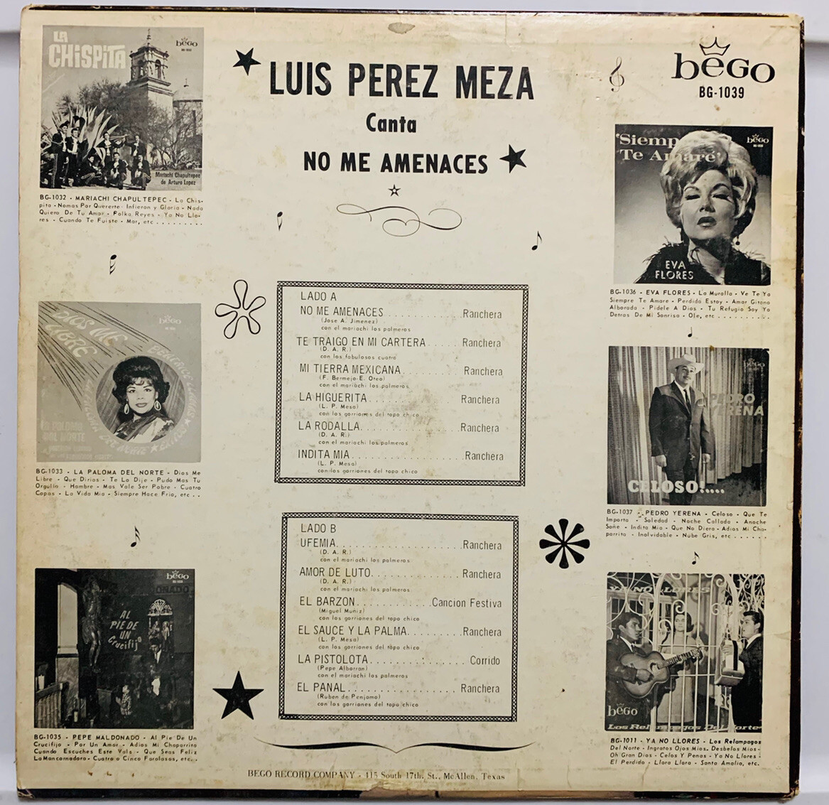Luis Perez Meza No Me Amenaces Vinyl LP Tex Mex Tejano RARE | eBay