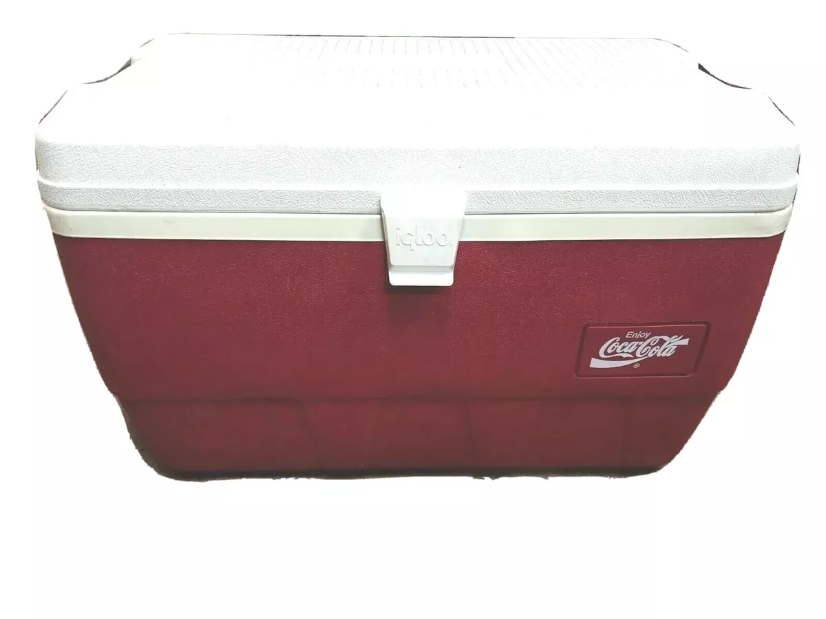 Vintage Red COCA COLA 25 QT Cooler Ice Box by IGLOO w Lid Drain