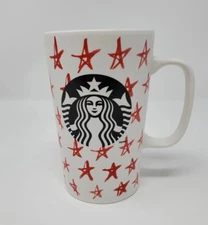 STARBUCKS 2014 RED STARS COFFEE MUG BLACK SIREN 16 OUNCES RETIRED COLLECTIBLE 