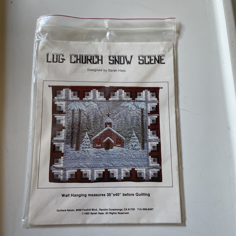 Sarah Hass LOG CHURCH SNOW SCENE 35" x 40" Quilt Wall Hanging Pattern NEW