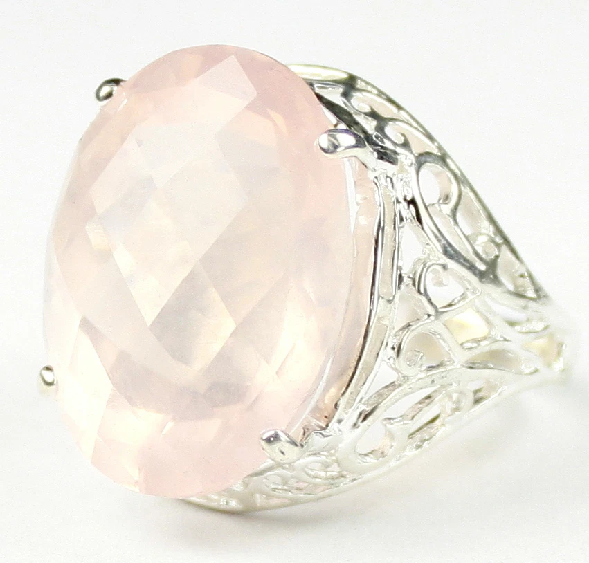 Розовый кварц, 925 пробы женское кольцо, SR291-ручной работы - Изображение 2 из 4
