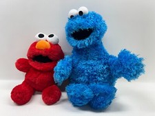 sesame street cookie monster 14" and elmo 9" lot of 2 plush