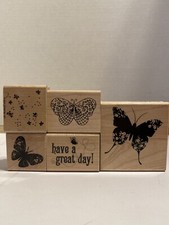 2-Hampton Art Floral Butterfly /Art Silhouette And 3 Other Brands 5-Rubber Stamp