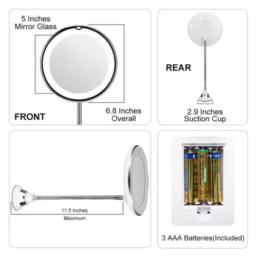 Espejo de baño con aumento de cuello de cisne 10 unidades + luz LED - Imagen 7 de 13