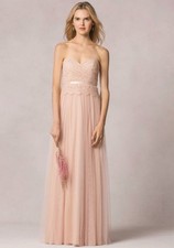 Jenny Yoo "Ivy" Lace & Tulle Strapless Bridesmaids Gown, Blush, Size 6